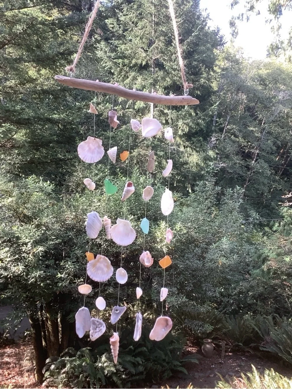 Driftwood Art, Seashell & Sea Glass Wind Chime/Mobile, Coastal Art